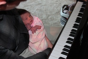 Sauntina's first lesson in piano appreciation with her Daddy!  :)