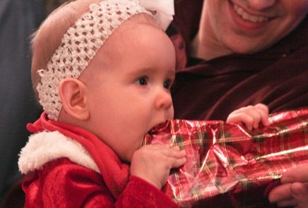 This year, Sauntina was more interested in the paper than the actual gift. :)