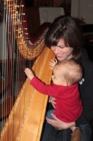 Sauntina's first harp lesson with Becky!